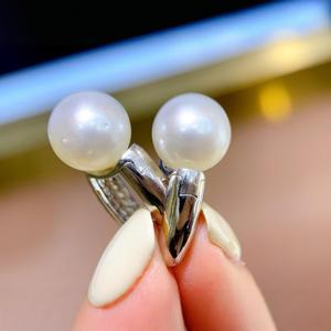 Pendientes de Perlas de Agua Dulce Blancas de 10-11 mm al por Mayor, Plata S925, Versión Gruesa, Luz Intensa, Pendientes de Perlas Básicos - Product Image 3