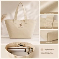 Sac fourre-tout en toile de coton épaisse avec logo de lotus brodé sur mesure, poignée renforcée, grande capacité, sac de shopping réutilisable à bandoulière