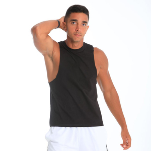 Débardeur Homme Noir Personnalisé à Coupe Spécifique, Séchage Rapide, pour Musculation, Fitness, Sport, Entraînement en Salle de Sport, avec Découpes Profondes - Product Image 1