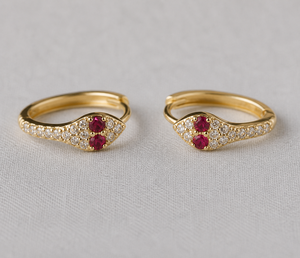 Gold Plated 925 Sterling <b>Silver</b> Snake Hoop Earrings Zircon Ruby Look <b>Huggie</b> Ear Jewelry for Party Wedding - Product Image 4