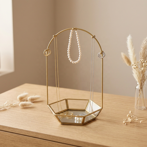 Wholesale Modern Luxury Brass and Glass Jewelry Storage Organizer for Women Home Decoration - Product Image 1