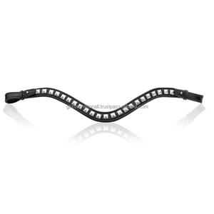 Calidad de exportación Cristales Pirámides Decorativas Forma curva profunda cuero frente de caballo banda para brida en tamaños de mazorca completos - Product Image 5