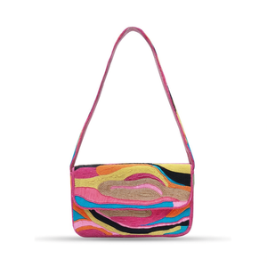 Sac à main décontracté de luxe fait main indien, sac baguette perlé de verre, poignée assortie de perles multicolores, durable, artisanal, local - Product Image 2