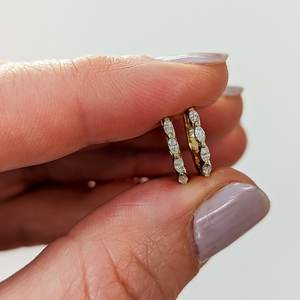 Lab Grown Marquise Cut Diamonds Huggie <b>Hoop</b> <b>Earrings</b> with 14K <b>Solid</b> Gold Jewelry Engagement for Womens Charm Gift - Product Image 1