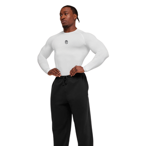 T-shirt à manches longues pour homme, coupe ajustée, blanc, pour vêtements de sport et d'entraînement, extensible, respirant, évacuant l'humidité - Product Image 4