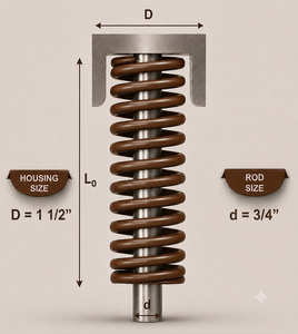 Resorte de compresión Marrón Bordignon 5S de carga súper pesada, Carga súper fuerte, Diámetro de la carcasa: 1 1/2, Diámetro de la varilla: 3/4 - Product Image 1