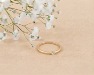 แหวนทองคำขาว 14K สไตล์มินิมอล ประดับเพชรทรงกลมเจียระไนแบบบริลเลียนท์ ตัวเรือนแบบเบเซลเซ็ตติ้ง สำหรับผู้หญิง เครื่องประดับชั้นดี - Product Image 2