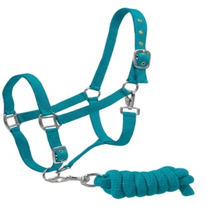 Cómodo Cabestro de Nylon Teal de Doble Capa Hecho a Mano con Hebillas Metálicas Ajustables y Correa de Guiño a Juego - Product Image 5