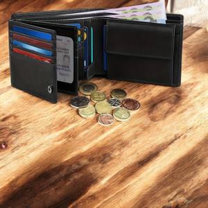 <b>Mens</b> Real Leather Trifold <b>Wallet</b> Double Bill Compartment RFID Blocking Slim <b>Credit</b> <b>Card</b> Holder Pocket Wholesale NTW-0043B - Product Image 6