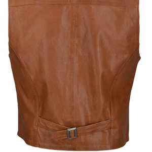 Best Customized Waterproof Winter Men Leather Vest with Button Detail OEM Service Genuine Leather Zipper Closure Outerwear - Product Image 6