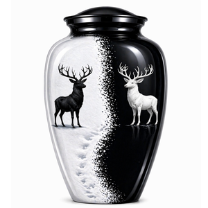 Beautiful <b>White</b> <b>Black</b> and <b>White</b> Ducks with Enamel Memorial Cremation Urn for Adults Human Funeral Ashes - Product Image 3