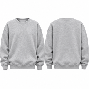 Sweat-shirt personnalisé gris chiné clair à col ras du cou, coupe oversize, en molleton, avec poignets côtelés, vierge, style streetwear - Product Image 4