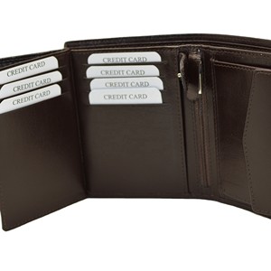 Men's Genuine Leather RFID Wallet with Striped Lining and Card Slots Polyester Lining Vertical Slots <b>Coin</b> Compartment - Product Image 3