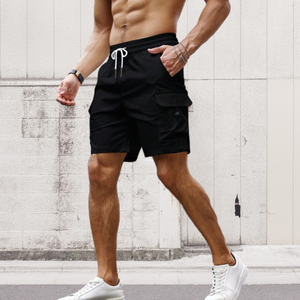 Shorts cargo d'été personnalisés pour le sport et le fitness, taille élastique, pour hommes et femmes, en tissu peigné respirant et à séchage rapide - Product Image 1
