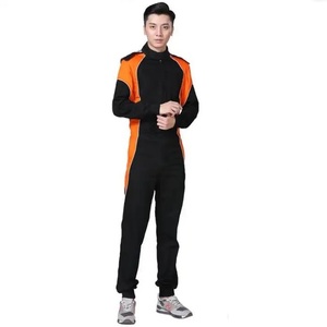 Traje de Carreras de Manga Larga para Hombre, Bloques de Color Negro y Naranja, Transpirable, de Secado Rápido, Impermeable, Poliéster/Nailon, para Todas las Estaciones, Uso Adulto - Product Image 3