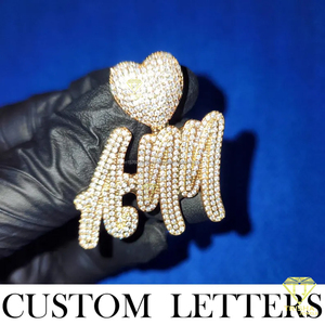 Personalized <b>Name</b> Pendant With Heart Design Moissanite Diamond Hip Hop <b>Chain</b> Fashion Jewelry Gift - Product Image 2