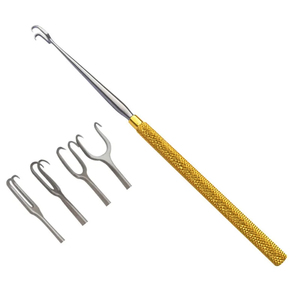 High Quality Surgical Skin Double <b>Hook</b> Gold Handle 2mm 5mm Sharp Prong 6.25 Inch Retractor Instrument <b>Tool</b> - Product Image 1