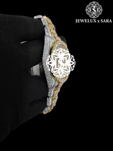 Indian Supplier Moissanite Diamond <b>Automatic</b> Watch Fully Studded Square Stainless Steel Case for Men Available at Export Price - Product Image 3