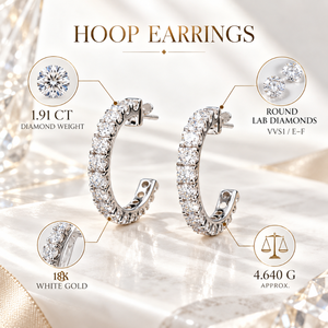 Pendientes de Aro de Oro Blanco de 18K con Diamantes Cultivados en Laboratorio, 1.91ct, Redondos, VVS1, E-F |   Joyería Fina de Lujo para Mujer, Elegante Juego de Regalo para Mujer - Product Image 5