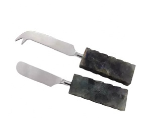 Vaisselle de table en acier inoxydable, poignée classique en résine noire, service de couverts de ménage ensemble de 2 service à fromage couteau fait en acier inoxydable - Product Image 1