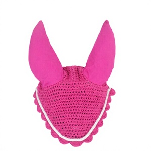 Bonnet anti-mouches orange en crochet pour cheval, cache-tête en coton, équipement d'équitation, logo personnalisé - Product Image 5
