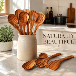 Ensemble d'ustensiles de cuisine en bois d'acacia artisanal, cuillères et spatules en bois naturel, outils de cuisine faciles à manipuler |   Ensembles d'ustensiles de cuisine en gros - Product Image 3