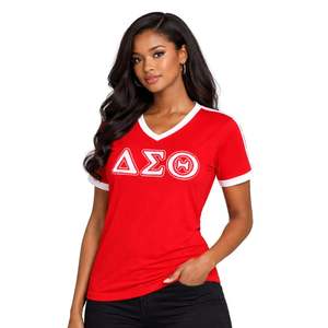 Camiseta Delta Sigma Theta de Chenille para Mujer, Ajuste Cómodo, Tela Premium, Ropa Casual de la Hermandad Griega - Product Image 1