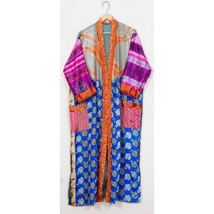 ชุดกิโมโนผ้าไหมลายดอกไม้แขนกระดิ่งชุดเดรสยาวสำหรับคุณแม่สวมใส่สบายชุดนอนระบายอากาศได้ดีสำหรับใช้ในบ้านชุดเพื่อนเจ้าสาว - Product Image 1