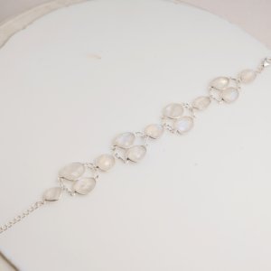 Natural Rainbow Moonstone <b>Bracelet</b> 925 Sterling Silver Adjustable Link <b>Bracelet</b> Gemstone Jewelry Minimalist Elegant Gift For Her - Product Image 3