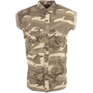 Camisa Vaquera Ligera de Cuero DM4009 para Hombre, Talla X-Large, Color Arena, Estilo Camuflaje con Corte Deshilachado y Sin Mangas, 2025 - Product Image 3