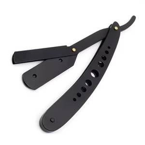 Black Straight <b>Razor</b> With Plastic Handle Stainless Steel <b>Blade</b> For Men Barber Shop Use <b>Single</b> <b>Blade</b> Shaving Tool - Product Image 5
