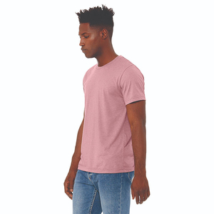 T-shirt décontracté en jersey tricoté pour homme, coupe classique, respirant, écologique, 220g, coton rose, col rond, manches courtes, vente en gros - Product Image 2
