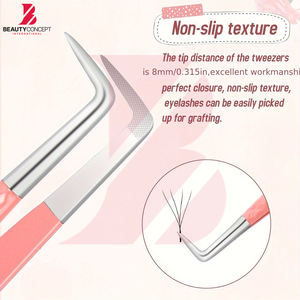 Pinces à cils antistatiques en acier inoxydable avec une meilleure adhérence, outils de volume pour cils de haute précision pour les techniciennes professionnelles en extensions de cils - Product Image 5
