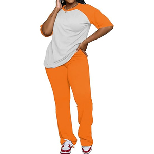 Women Everyday Two Piece Set Casual T Shirt <b>Elastic</b> Waist Pants Lounge Wear Custom Printing - Product Image 6