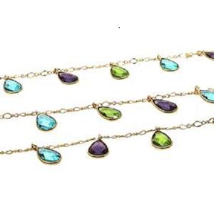 Cadenas de Plata de Ley 925 con Gemas Mixtas de Amatista, Topacio Azul y Peridoto en Engaste - Product Image 1