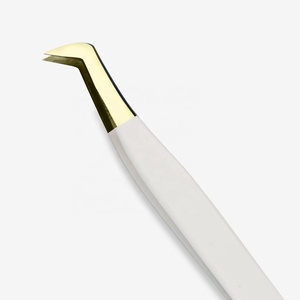 Pinces à cils professionnelles en acier inoxydable pour extensions de cils, pointe inclinée, longueur 10 mm - Product Image 2