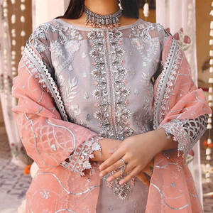 Ensemble trois pièces en mousseline de soie brodé pour femme, style pakistanais Salwar Kameez, robe de mariée de luxe, tenue de soirée formelle, collection 2026 - Product Image 6