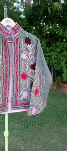 Chaqueta Blusón de Algodón con Bordado Floral a Mano para Mujer, Cuello Alto, Manga Larga, Transpirable, Ecológica, para Invierno - Product Image 3