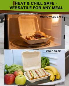 Biodegradable BPA Free Bagasse Clamshell Food Container Lid 30 Oz Takeaway Compostable Eco Friendly Disposable Salad <b>Lunch</b> <b>Box</b> - Product Image 4