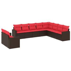 Ensemble de canapés de patio en polyrotin marron, 10 pièces, avec coussins, ensembles de jardin - Product Image 2