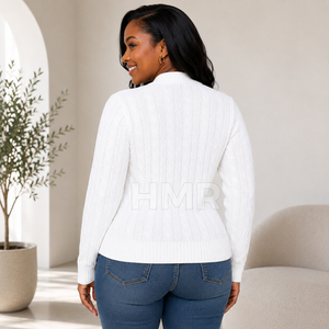 HMR Acrylic Sisterhood Sorority Cardigan blanc de haute qualité à col en V, en laine d'hiver, style universitaire, ouvert sur le devant, tricoté - Product Image 4
