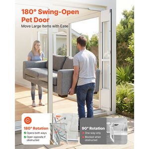 Porta per Cani Regolabile in Altezza per Porte Scorrevoli in Vetro da 75 7/8" a 80 11/16", Telaio in Lega di Alluminio con Design a Chiusura, Stile Francese - Product Image 3
