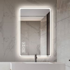 Specchio da Bagno LED Antiappannamento con 5 Livelli di Luminosità, Illuminazione Frontale e Posteriore, Montaggio a Parete, Disponibile in 3 Colori - Product Image 5