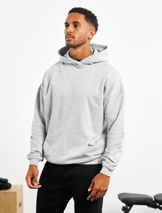 Premium Quality Custom Logo Oversized Light <b>Grey</b> Hoodie 100% Cotton Heavyweight Fleece Pullover OEM ODM Private Label Streetwear - Product Image 4