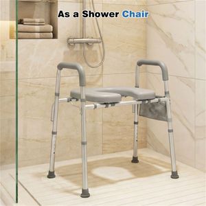 Asiento de Inodoro Elevado Ajustable de 25.5 a 28 Pulgadas de Ancho y de 27 a 31 Pulgadas de Altura, Capacidad de 300 Libras, con Reposabrazos y Almacenamiento, Equipo de Seguridad para Baño - Product Image 4