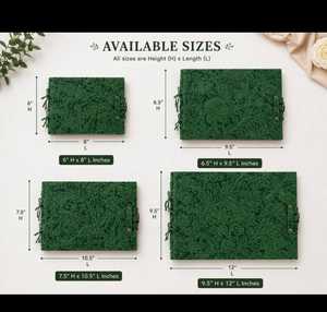 Carnet de notes en cuir vert à motifs floraux, couverture rigide, avec papier vintage fait main à bords festonnés, reliure cousue, 100 feuilles - Cadeau - Product Image 3