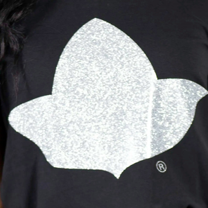 <b>Black</b> AKA Ivy Tee Women Silver <b>Glitter</b> Ivy Leaf Graphic Short Sleeve Crew Neck Casual Cotton T Shirt Fashion Sorority Style <b>Top</b> - Product Image 5