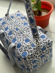Hand Block Printed Blue Floral Cotton Duffel <b>Bag</b> Women Handmade Travel Gym Eco-Friendly Lightweight Durable Large Portable - Product Image 2