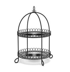 Modern Metal <b>Wire</b> 2 Tier Storage <b>Basket</b> Set Circle Shape <b>Stackable</b> Kitchen Organizer with Handle - Product Image 5