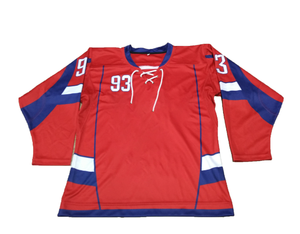 Maillot de hockey sur glace personnalisé à manches longues avec lacets, uniforme d'équipe, nom et numéro personnalisés, vêtements de sport, fabricant OEM ODM en gros - Product Image 1